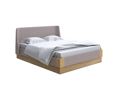 Коричневая кровать Lagom Side Soft с подъемным механизмом - Кровать со встроенным ПМ механизмом. 