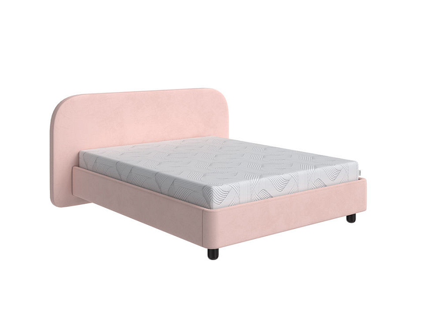 Кровать Sten Bro 80x190 Ткань/Массив (береза) Ultra Розовый мусс-Береза Венге - Симметричная мягкая кровать.