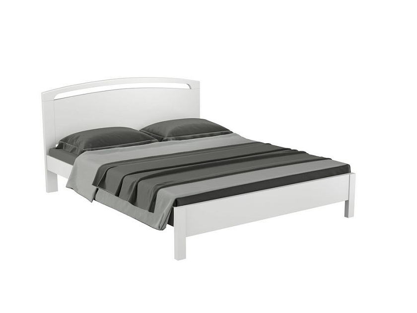 Кровать Веста 1-тахта-R 180x200 Массив (сосна) Белая эмаль - Кровать из массива с одинарной резкой в изголовье.