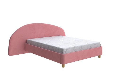 Розовая кровать Sten Bro Left - Мягкая кровать с округлым изголовьем на левую сторону