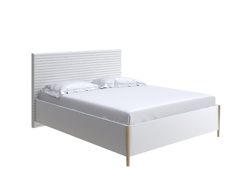 Кровать Rona 90x190 ЛДСП Венге+ткань Дуб Венге/Тетра Молочный - Классическая кровать с геометрической стежкой изголовья