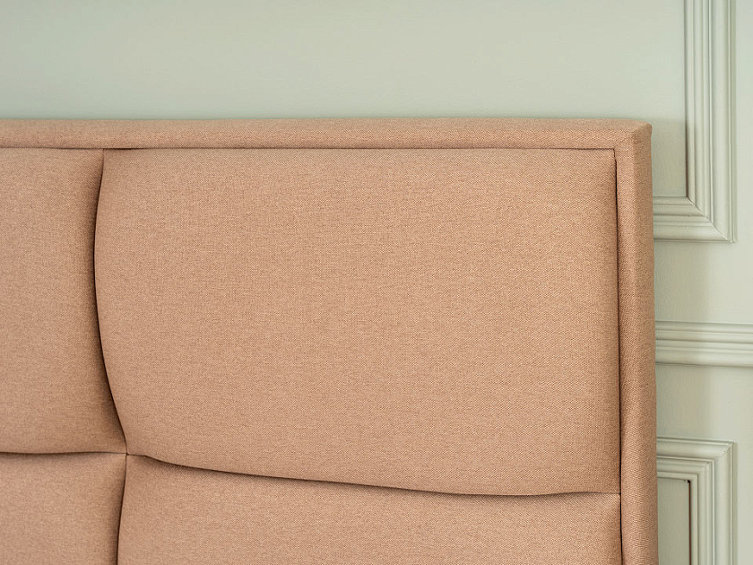 Кровать Malina 90x190 Ткань: Рогожка Тетра Бежевый - Изящная кровать без встроенного основания из массива сосны с мягкими элементами.