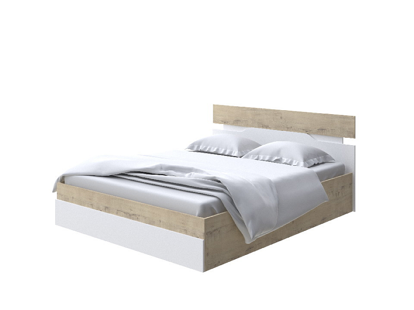Кровать Milton с подъемным механизмом 140x190 ЛДСП Бунратти/Белый - Современная кровать с подъемным механизмом.