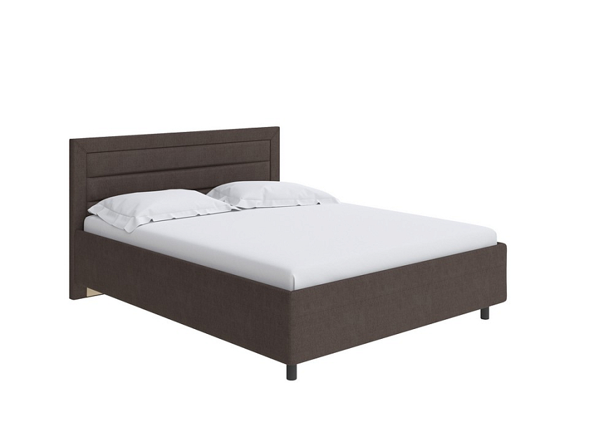 Кровать Next Life 2 160x190 Ткань: Рогожка Тетра Молочный - Cтильная модель в стиле минимализм с горизонтальными строчками