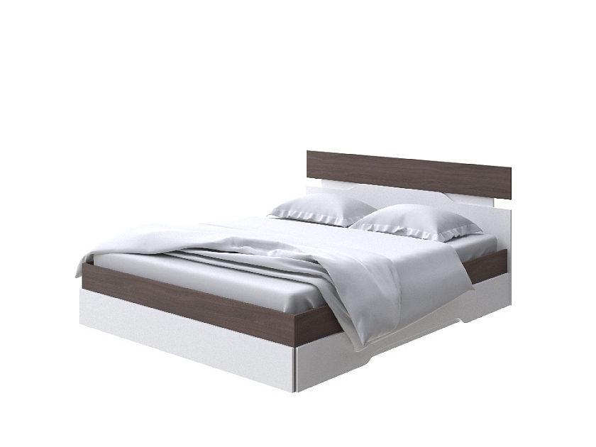 Кровать Milton 90x200 ЛДСП Ясень Шимо Темный/Белый - Современная кровать с оригинальным изголовьем.