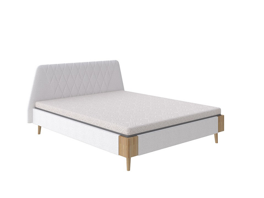 Кровать Lagom Hill Soft 80x190 Ткань/Массив Beatto Пастила/Масло-воск Natura (бук) - Оригинальная кровать в обивке из мебельной ткани.