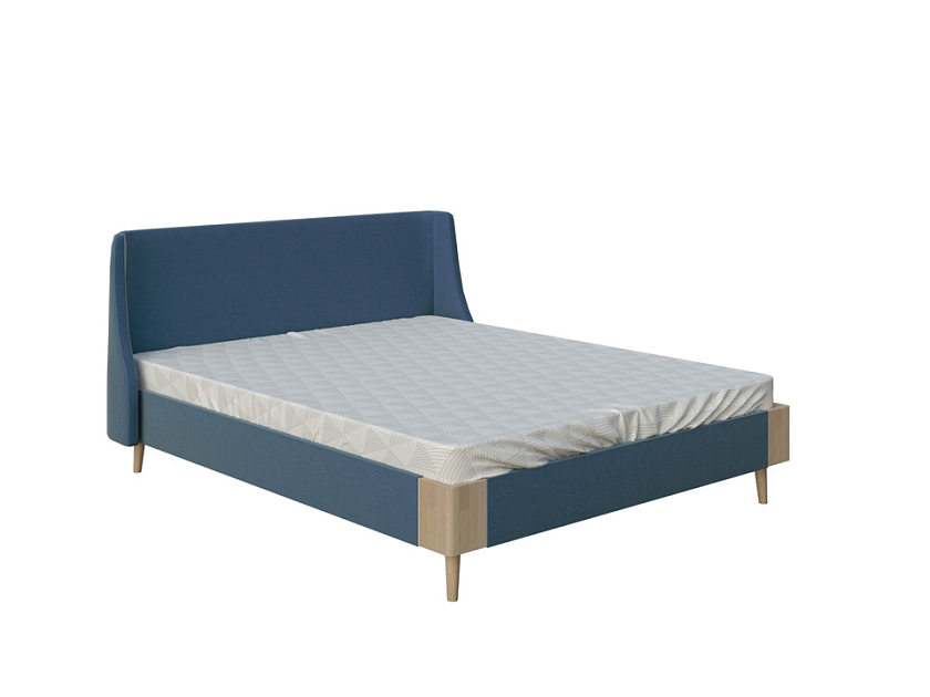 Кровать Lagom Side Soft 90x200 Ткань/Массив (дуб) Beatto Арабика/Масло-воск Natura (Дуб) - Оригинальная кровать в обивке из мебельной ткани.