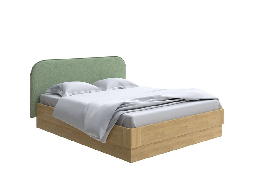Кровать Lagom Plane Wood с подъемным механизмом 180x190 Ткань/Массив (береза) Лама Авокадо/Масло-воск Natura (Береза) - Кровать с ПМ. 
