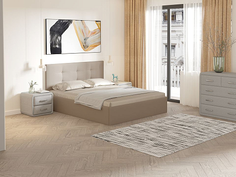 Двуспальная кровать Forsa - Универсальная кровать с мягким изголовьем, выполненным из рогожки.