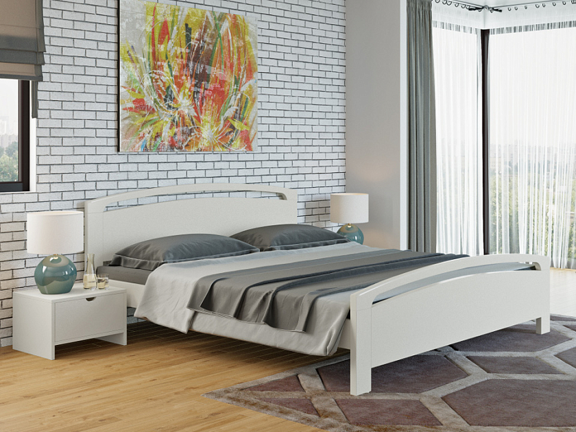 Кровать Веста 1-R 90x200 Массив (береза) Белая эмаль - Стильная кровать из массива