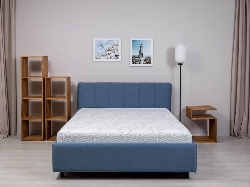 Кровать Nuvola-7 NEW 160x200 Ткань: Рогожка Тетра Бежевый - Современная кровать в стиле минимализм