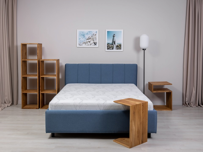 Кровать Nuvola-7 NEW 160x200 Ткань: Рогожка Тетра Бежевый - Современная кровать в стиле минимализм