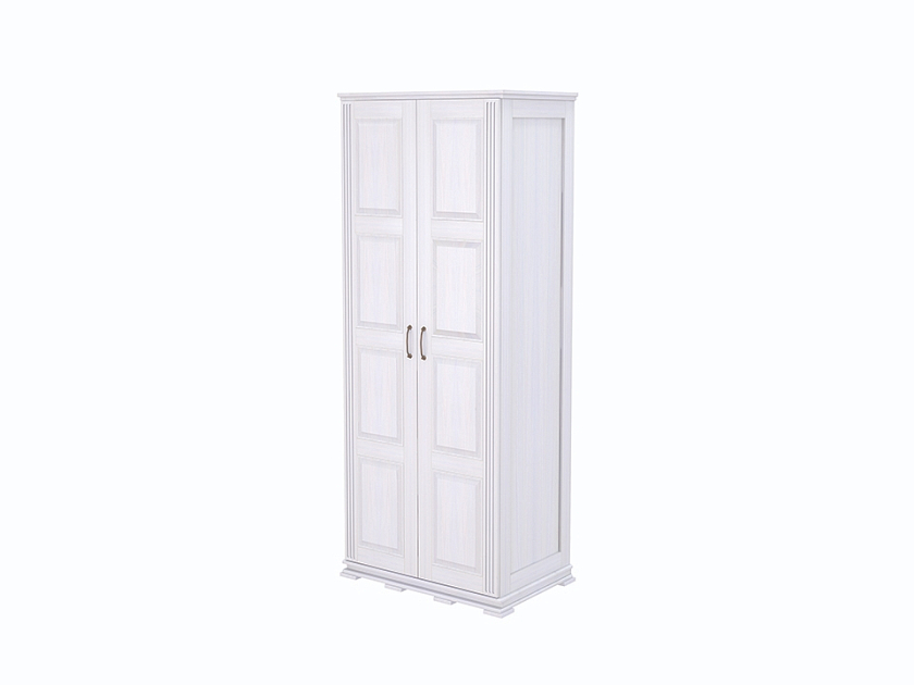 Шкаф 2х дв Milena 95x62 Массив (сосна) Белая эмаль - Двухдверный шкаф с двумя полками и продольной штангой-вешалом для хранения вещей и одежды.