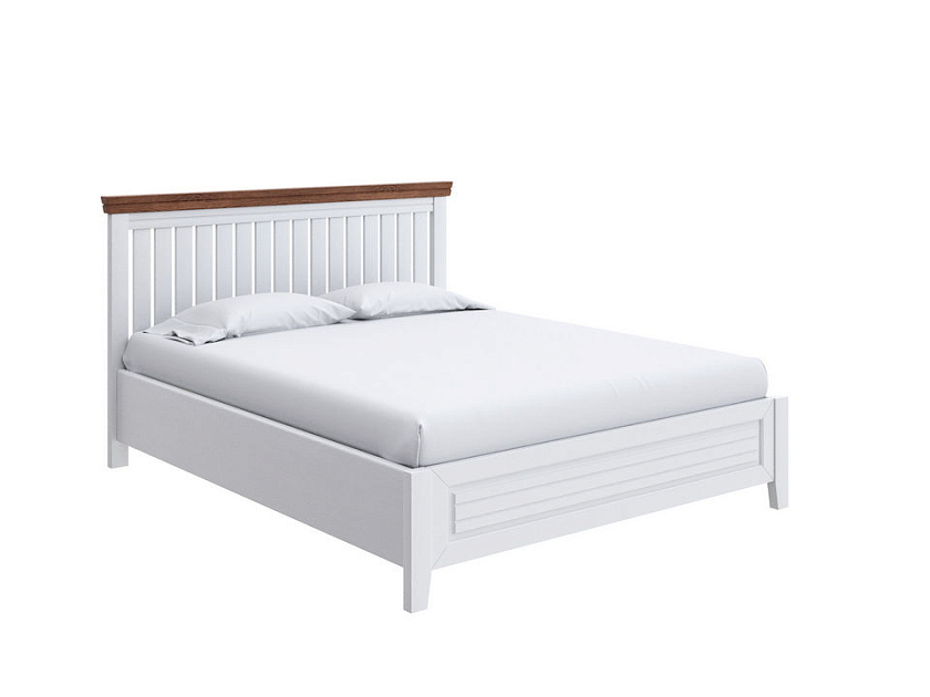 Кровать Olivia с подъемным механизмом 200x200 Массив (сосна) Белая эмаль/Антик - Кровать с подъёмным механизмом из массива с контрастной декоративной планкой.